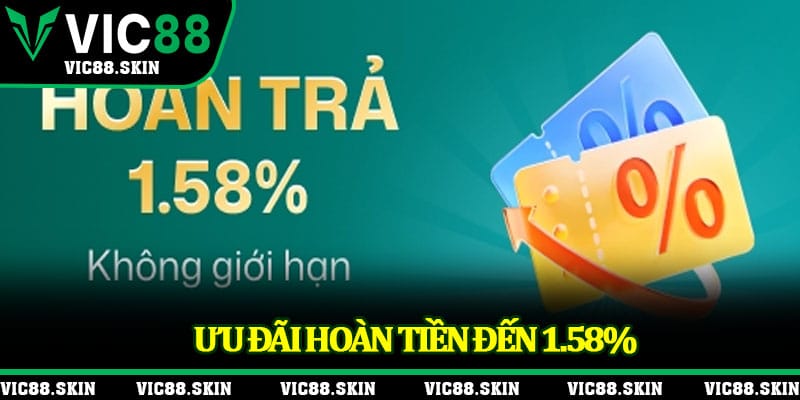 Ưu đãi hoàn tiền đến 1.58% 
